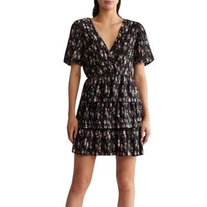 Wayf Black and Pink Floral Mini Dress